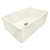 Ruvati 33"x20" Farmhouse Apron-Front Kitchen Sink Sgl Bowl, Biscuit RVL2300BS